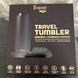 NIB Travel Tumbler warmer and charging station double walled  hot and cold.